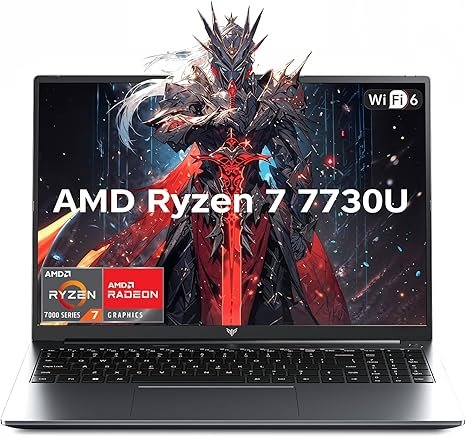 2026 New Gaming Laptop, 16.0inch Laptop Computer with AMD Ryzen 7 7730U(8C/16T, Up to 4.5GHz), 16GB RAM 512GB NVMe SSD Windows 11 Laptop, Radeon RX Vega 8 Graphics,WiFi 6, Backlit KB